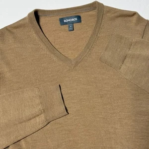 Bonobos Extra Fine Merino Wool V-Neck Sweater Slim Fit Men’s Size Medium Tan - Bild 1 von 7
