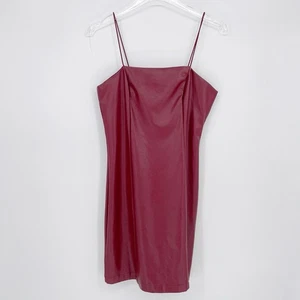 Mini Vestido de Cuero Wild Fable Talla Pequeña Rojo Borgoña Granate Tanque Noche - Imagen 1 de 8