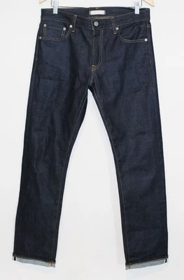 Jeans jeans Uniqlo Selvedge cru reto slim fit cintura baixa masculino 31-31 - Imagem 1 de 4