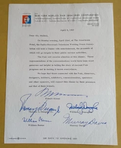 1963 NEW YORK WELTAUSSTELLUNG 1964-1965 KORPORATIONSBRIEF MIT GEDRUCKTEN UNTERSCHRIFTEN - Bild 1 von 4