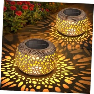 Solar Table Lanterns Outdoor Waterproof: LED Lamps for Patio - 2 Pack White - Picture 1 of 7