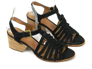 Caslon Damenschuhe 7 M schwarz Leder Riemchen offene Zehenpartie Sandalen - Bild 1 von 6