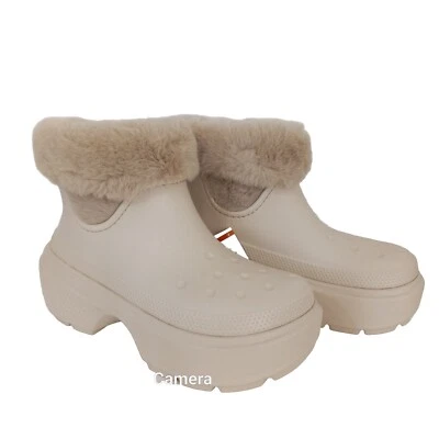 Crocs Stomp Lined Boots Faux Fur Trimmed US Men's 9 Women Size 11 Stucco - Image 1 of 4