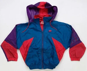 Rare VTG NIKE Spell Out Swoosh Full Zip Windbreaker Track Jacket 80s 90s Youth M - Picture 1 of 10