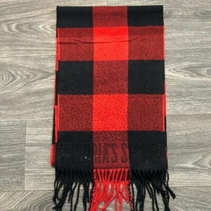 Victoria’s Secret Rhinestone Red + Black Buffalo Plaid Scarf Sparkle Winter - Picture 1 of 10