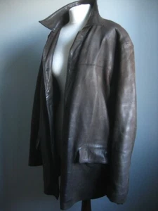 VINTAGE leather JACKET distressed weathered 46 44 large western heavy soft - Picture 1 of 19
