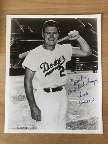 CHUCK CONNORS Hand Signed Autograph 8x10 Dodgers Photo Inscribed Cover