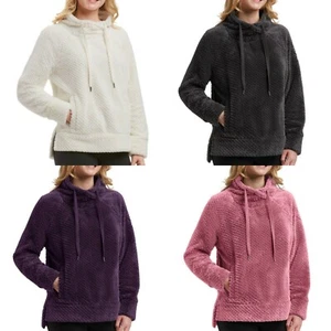 Member's Mark Damen warmer strukturierter Plüschpullover Wasserfallausschnitt lockere Passform Taschen - Bild 1 von 13