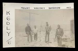 Tarjeta postal de reconocimiento de radioaficionado Mount Whitney Expedition 1957 K6Dly/6 CA RPPC - Imagen 1 de 3