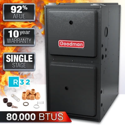 Goodman NG/LP Gas Furnace 80000 BTU 92% AFUE Upflow / Horizontal 1 Stage GR9S92 - Image 1 of 4