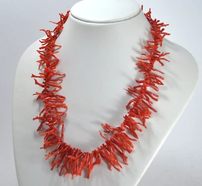 COLLANA IN ARGENTO 925 CON FRANGIA  CORALLO ROSSO MEDITERRANEO  SCURA   AGLN 048 - Immagine 1 di 4