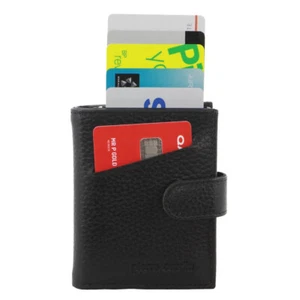 Pierre Cardin Leather Smart Slide Card Holder Tab Wallet RFID - Black - Picture 1 of 5