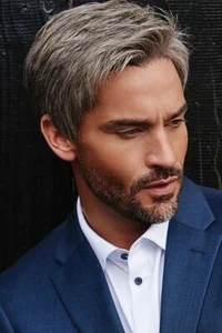 Mann grau Kurzhaar Kunsthaar Perücke jung natürlich Party Cosplay Frisur Toupet - Bild 1 von 5