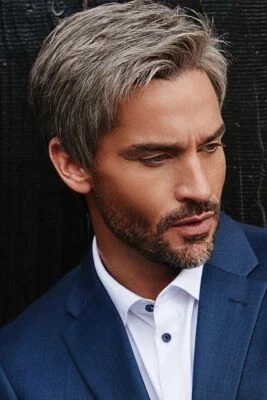 Man Gray Short Hair Synthetic Wig Young Natural Party Cosplay Hairstyle Toupee - Image 1 of 4