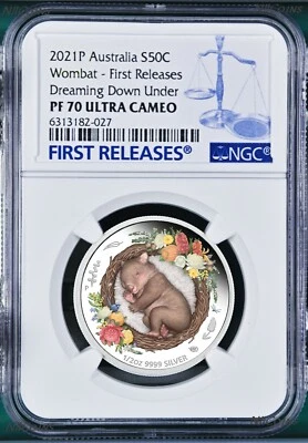 2021 Dreaming Down Under Wombat Silver Proof NGC PF 70 1/2oz Coin FR - Image 1 of 4