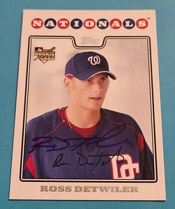 Ross Detwiler Rookie Firmado 2008 Topps #92 Washington Nationals Autógrafo Automático - Imagen 1 de 3