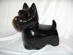 Vintage schwarze Poreclein stehende Scottie Hund Keksdose SCHÖN - Bild 1 von 5