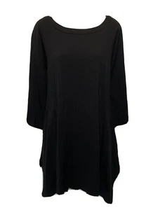 Artsy Black Dress Size Small Petite Linea By Louis Dell'Olio Rayon Lagenlook SP - Picture 1 of 5