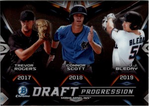 2019 Bowman Chrome Draft Draft Progression Connor Scott J.J Bleday Trevor Rogers