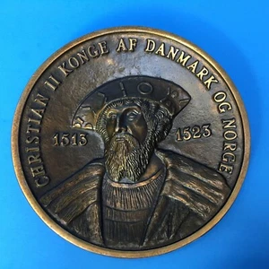 Christian II King of Denmark & Norway Bronze Stig Kalsing Wall Plaque Vintage #1 - Picture 1 of 8
