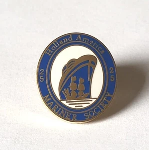 Holland American Mariners Society 25 Year Cruise Ship Lapel Pin Gold Tone Blue - Picture 1 of 3