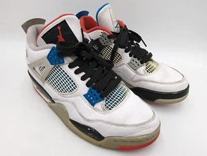 Nike Air Jordan 4 Retro Mens Size 9 WHAT THE White Red Blue Cement CI1184-146 - Picture 1 of 24