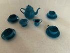 Vintage 12-pc  French Blue Enamelware Child's Tea Set