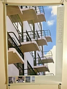 Vintage Original Deutschland Tourism Travel Poster Bauhaus Balconies Mid Century - Picture 1 of 5