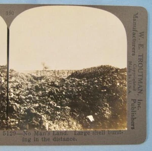 Stereoview W E Troutman 5129 No Mans Land Large Shell Bursting In Distance (O) - Picture 1 of 4