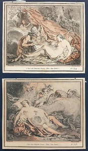 coppia stampe antiche colori Gilles Demarteau incisione cera molle giove io 1760 - Picture 1 of 12