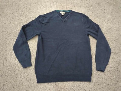 Suéter Pullover Grayson & Dunn Para Hombre Pequeño Azul Cuello en V 100% Algodón Tejido Informal Foto 1 de 4