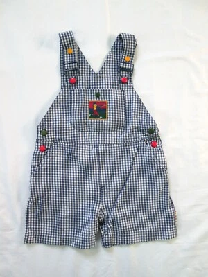 Macacão de beisebol Gymboree vintage 3T pequeno 1970 esporte xadrez azul/branco - Imagem 1 de 4