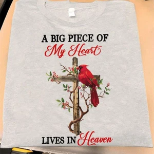 a big piece of my heart lives in heaven cardinal bird wooden cross - Picture 1 of 4