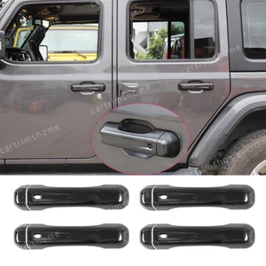 Cubierta de la manija de la puerta de fibra de carbono para Jeep Wrangler JL 4-Door 2018-19 JT Gladiator - Imagen 1 de 9