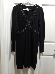Derek Heart Studded Long Sleeve Sweater Dress Black Womens Plus Size 2X - Picture 1 of 4