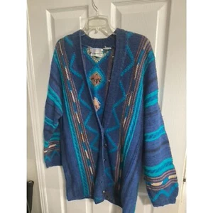 womens segrets sun print vintage 90's button down cardigen sweatersz Med - Picture 1 of 2