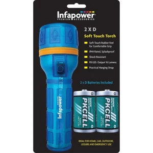 Infapower 2D Torch Splashproof Soft Touch Rubber Blue LED Flashlight Camping New - Picture 1 of 1