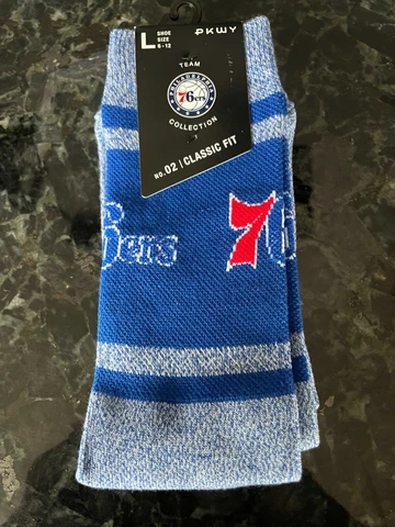 NWT NBA Philadelphia 76ers Varsity Crew Socks Size Large Fits Shoe Size 6-12 Cover
