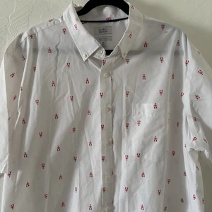 NEW Croft & Barrow Shirt White Red Lobster Print Button Down Collar S/S Men XXLT - Picture 1 of 15