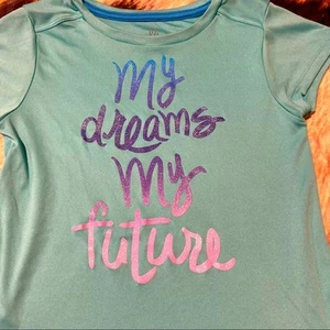 Champion My Dreams My Future Blue & Shimmery Tee Shirt Girls Size 6 - 6X - Picture 1 of 4