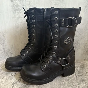 Harley Davidson Eda D83736 modische schwarze Damen-Bikerstiefel Schuhe W Größe 6 1/2  - Bild 1 von 10