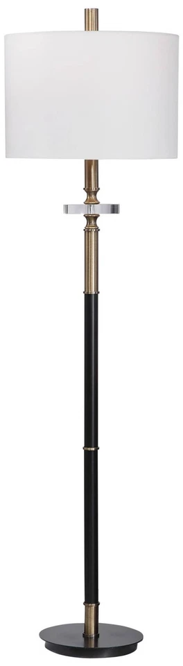 Lámpara de Pie Moderna 67" Alto Envejecido Negro Latón Blanco Tambor Pantalla Salón Oficina Foto 1 de 1