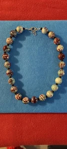 Handgefertigte glasierte Keramik Perlen Halskette - Bild 1 von 4