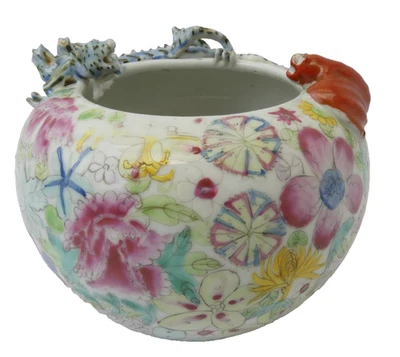 Tazón de murciélago dragón porcelana china anterior a 1890 dañado marca Guangxu lavadora de cepillo Foto 1 de 4