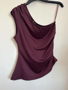 George Women’s Size 14 Burgundy One Shoulder Runched Summer Top NWOT - Picture 1 of 7