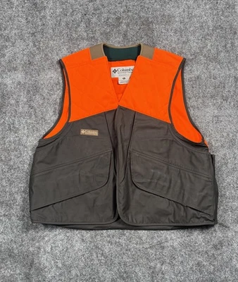 Columbia Mens Hunting Vest Hunter Orange Accent Size XL Brown Canvas Zip Pockets - Image 1 of 4