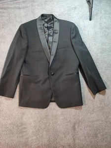 Moss Bros Anzug Sakko Schwarz Dinner Smart Smoking 42 Reg S Kurz 50% Wolle UVP 200£ - Bild 1 von 12