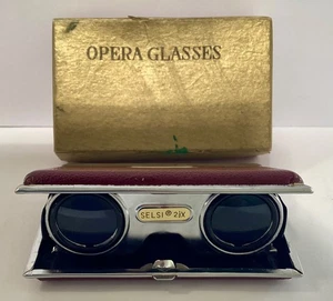 Vintage Selsi 2.5x Compact Opera Glasses Folding Binoculars Burgundy - Japan - Picture 1 of 11
