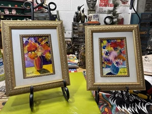 Paar Original Linda Haywood Ölgemälde signiert - Bild 1 von 7