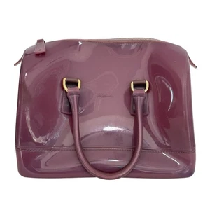 Bolso Furla Candy Púrpura Cartera Cúpula Asa Superior Hecho en Italia Monedero de Diseñador - Imagen 1 de 11